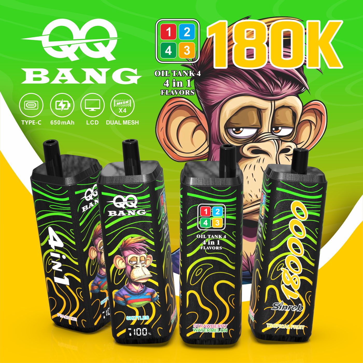 QQBANG 180K Puffs Disposable Vape - view 1 - Splyv Reserve